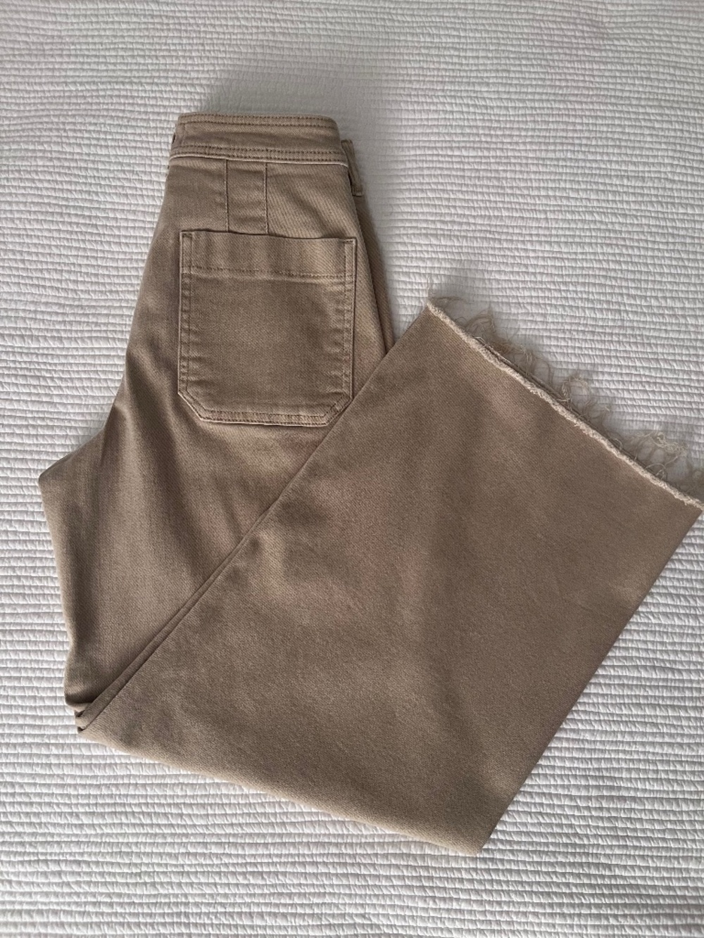 Maeve By Anthropology Wide Leg Raw Hem Tan Jeans